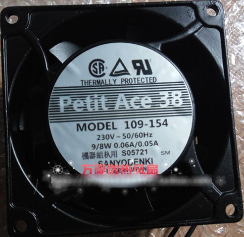 Sanyo 109-154 230V 0.06/0.05A 9/8W Cooling Fan Sanyo 109-154 230V 0.06/0.05A 9/8W Cooling Fan